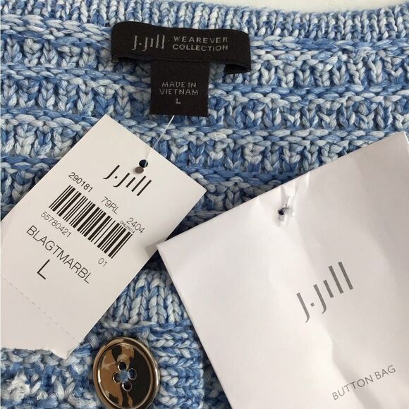 J. Jill Wearever Spray-dyed Sweater-Jacket In Blue Agate Marble New Size Large - Picture 2 of 13